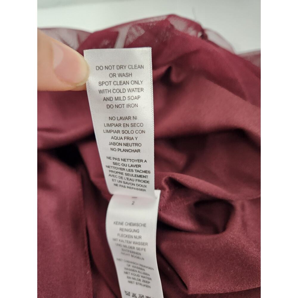Gianni Bini Women's Wendy Burgundy Sequin Mesh Embroidered Floral Dress, Size 0 - Picture 13 of 14
